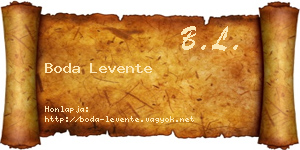 Boda Levente névjegykártya